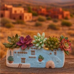 Vintage Southwest Adobe House Planter